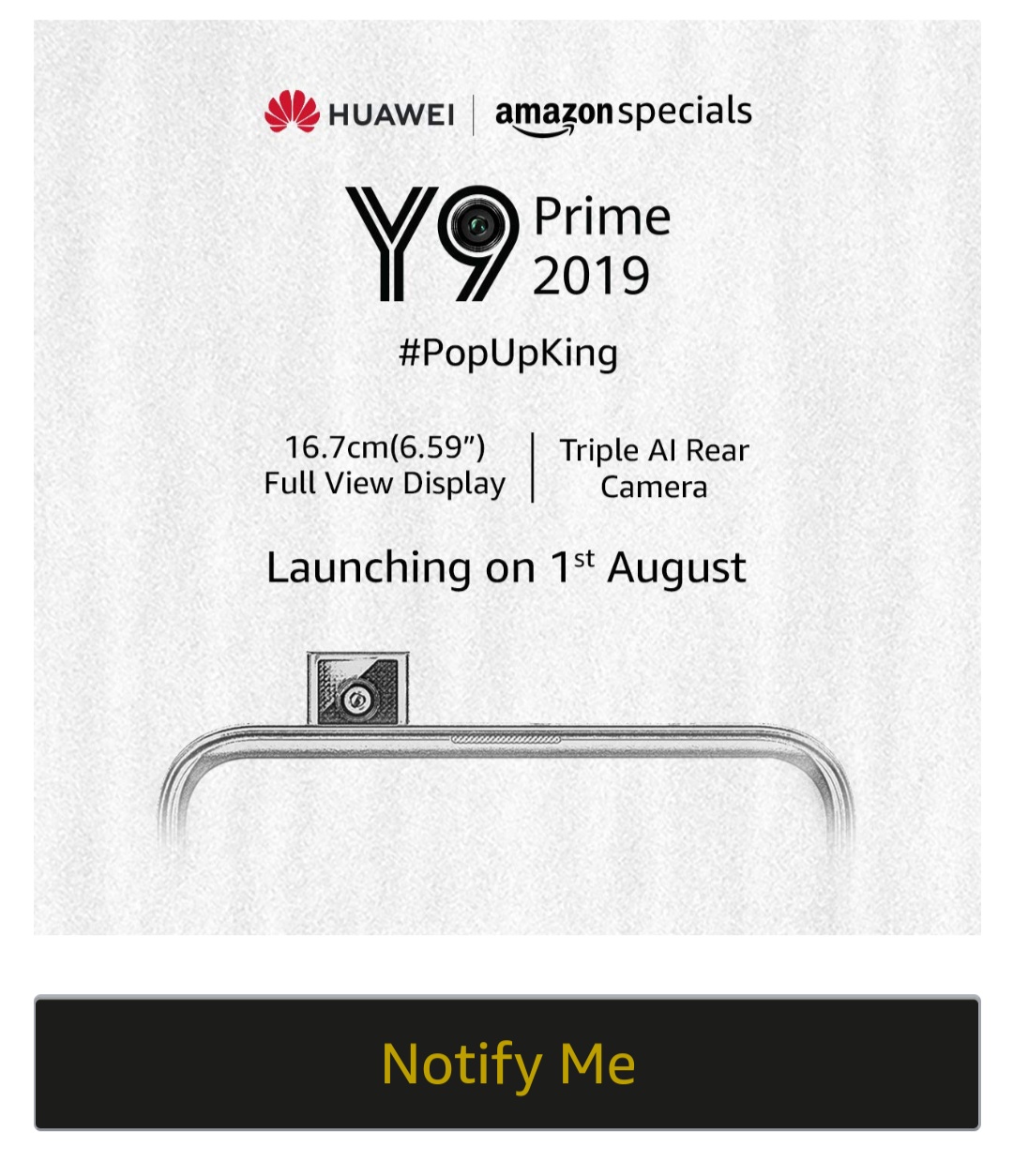 Huawei Y9 Prime 2019 to launch in India on August 1st #PopUpKing