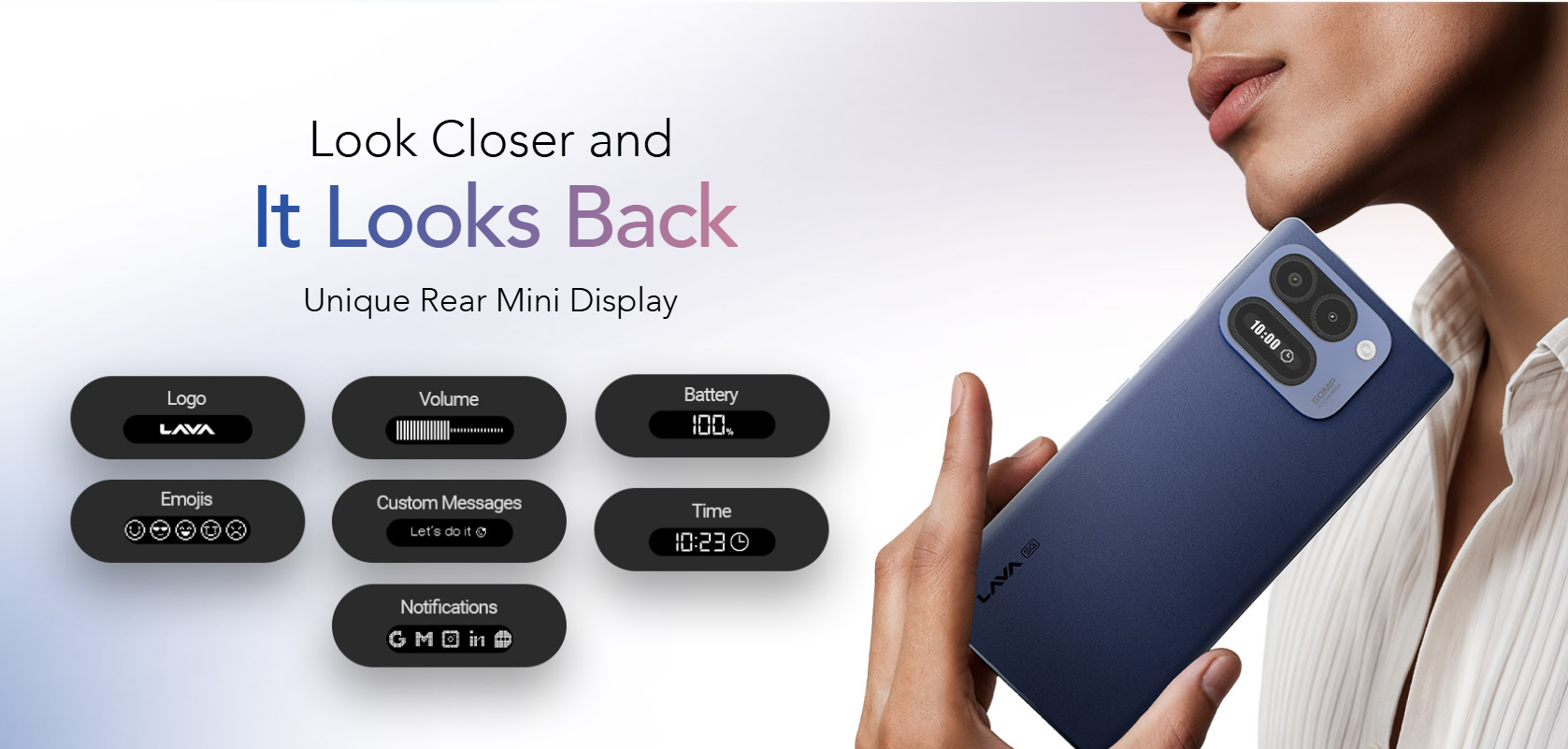 Lava Virat Curve rear mini display and custom notification features