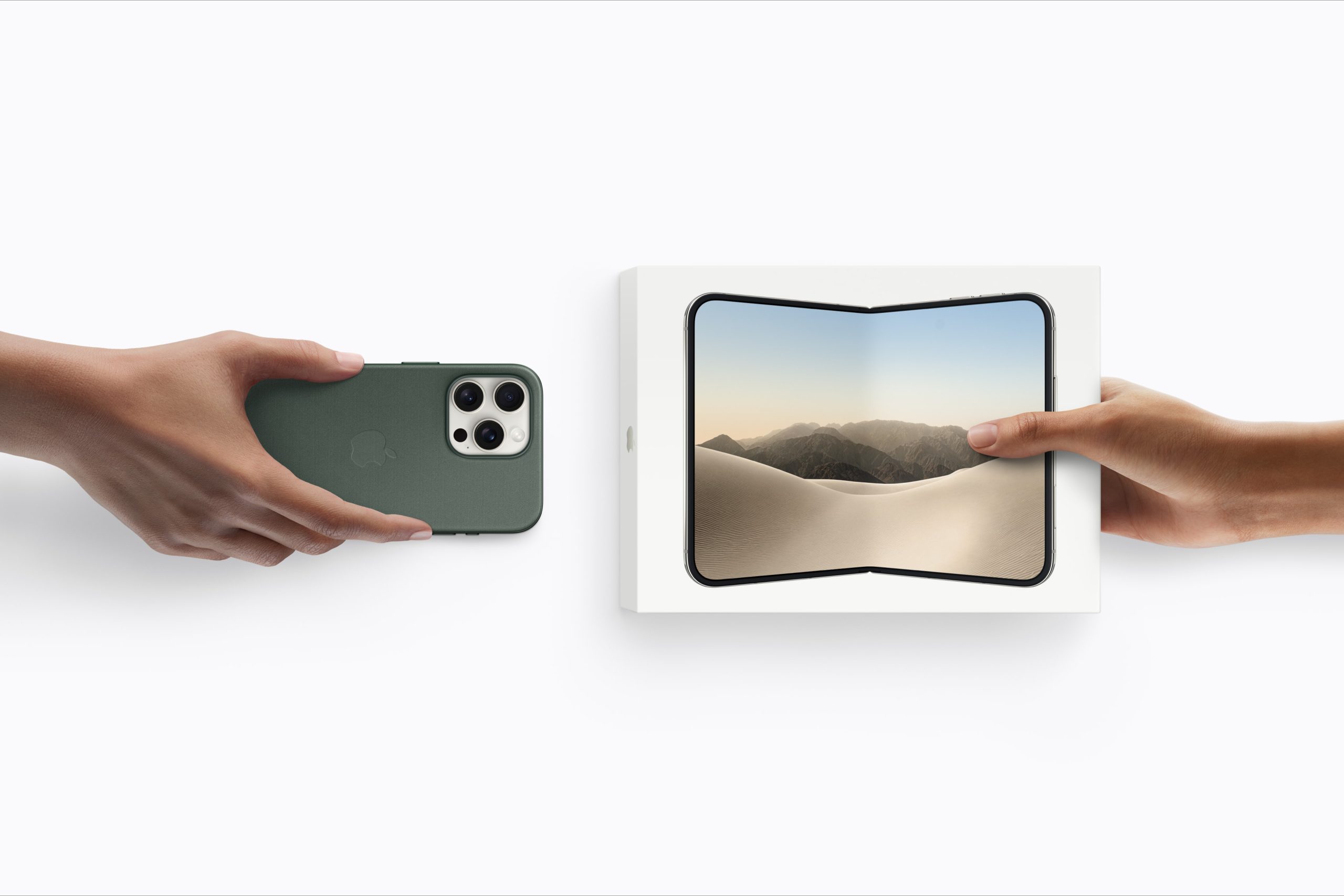 iPhone Duo pre-order announcement showcasing inner folding 7.6-inch display and A20 Pro chip
