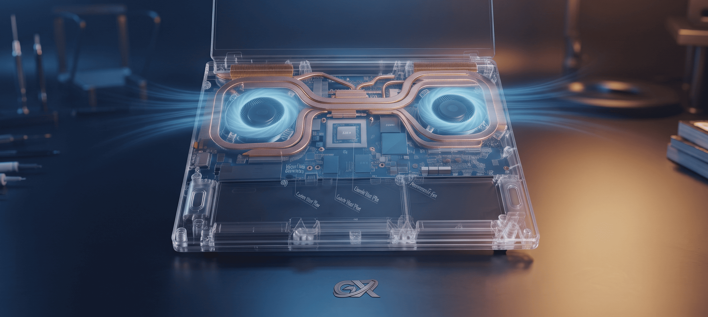 Gaming laptop thermal throttling fix showing internal heat pipes and temperature monitoring