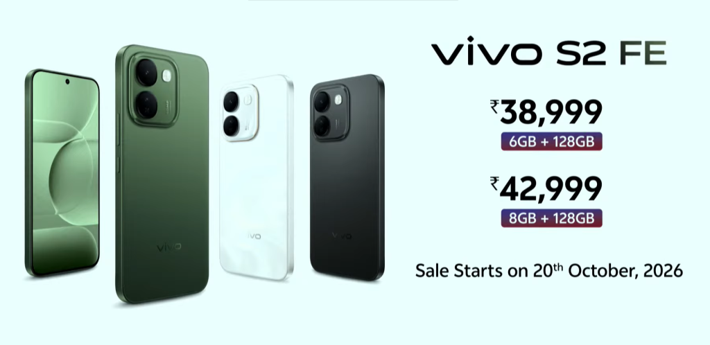 vivo S2 FE official launch price in India and sale date slide at vivo Next 2026