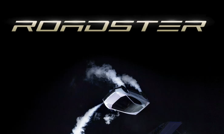 New Tesla Roadster launch prototype performing aerial hop demo using SpaceX cold-gas thrusters