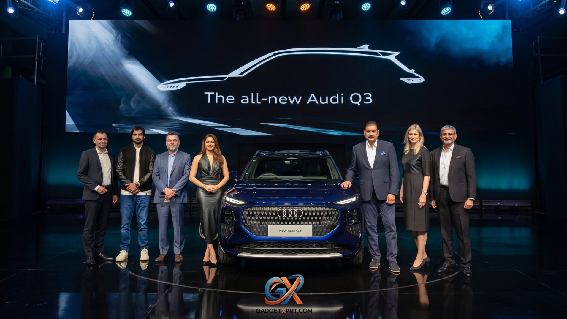 All-new Audi Q3 luxury compact SUV launched in India featuring illuminated Audi rings and digital matrix headlights