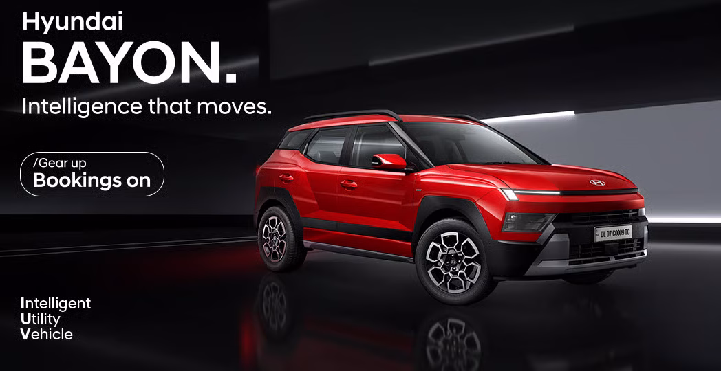 Hyundai BAYON India intelligent utility vehicle featuring dual curved panoramic displays and Perplexity AI
